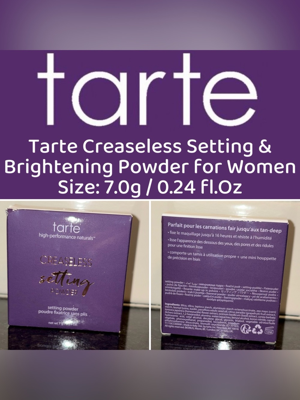 Tarte - Creaseless Setting & Brightening Powder for Women (7g/0.24oz) New